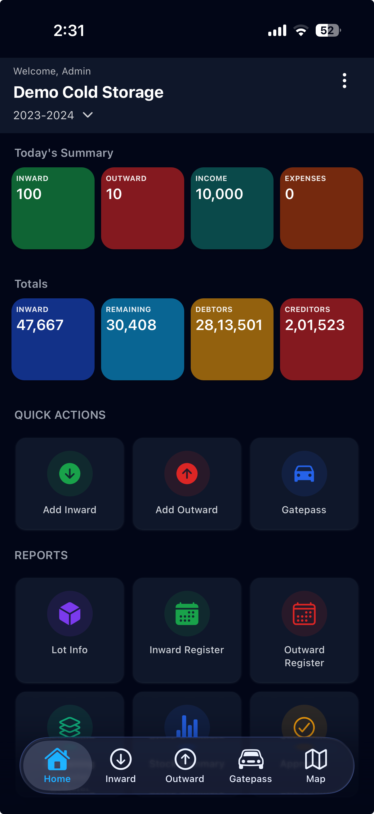 Real-time Dashboard mobile screen